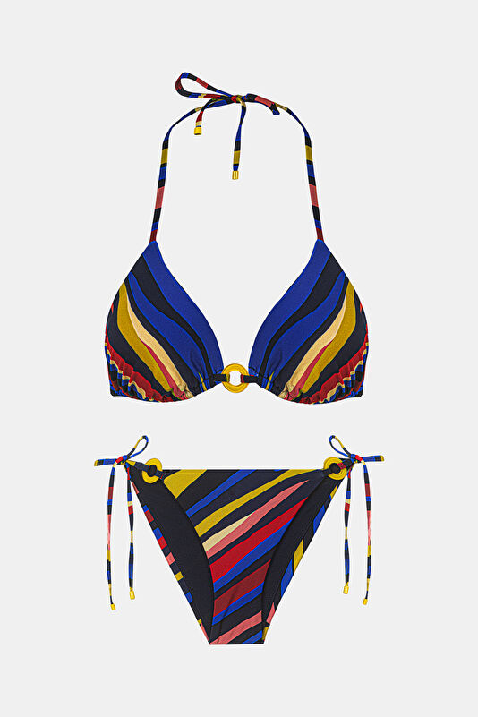 Kaela Çok Renkli Çizgili Desenli Kadın Bikini
