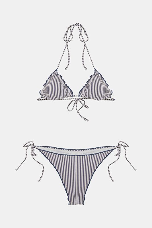 Navy Striped Tie-Up Women's Bikini