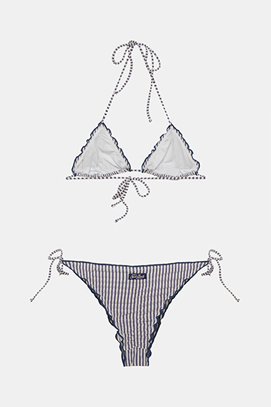 Navy Striped Tie-Up Women's Bikini 2