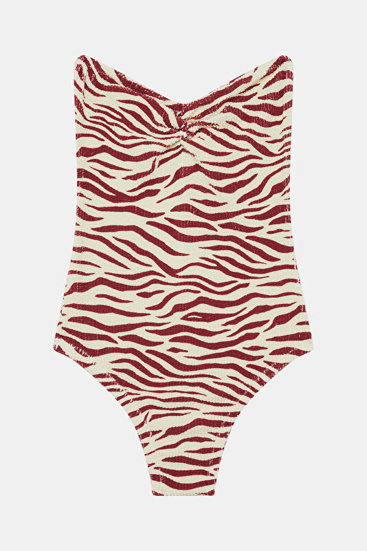 Brown Patterned Women's Swimsuit