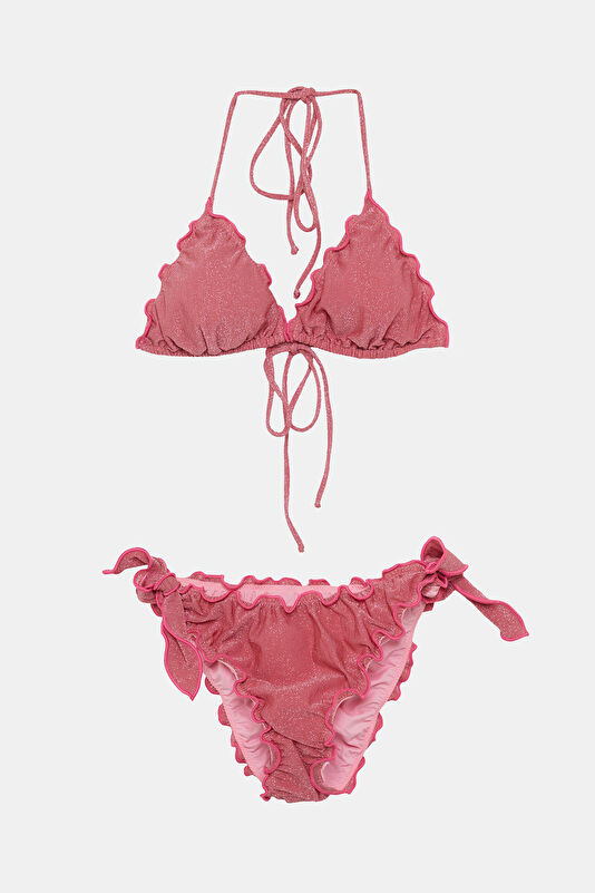 Pink Patterned Tie-Up Women's Bikini