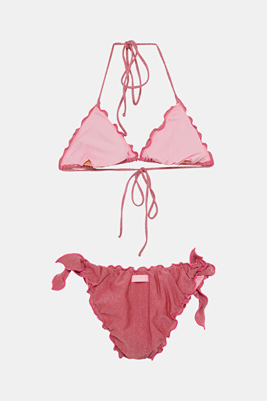 Pink Patterned Tie-Up Women's Bikini 2