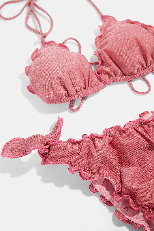 Pink Patterned Tie-Up Women's Bikini 3
