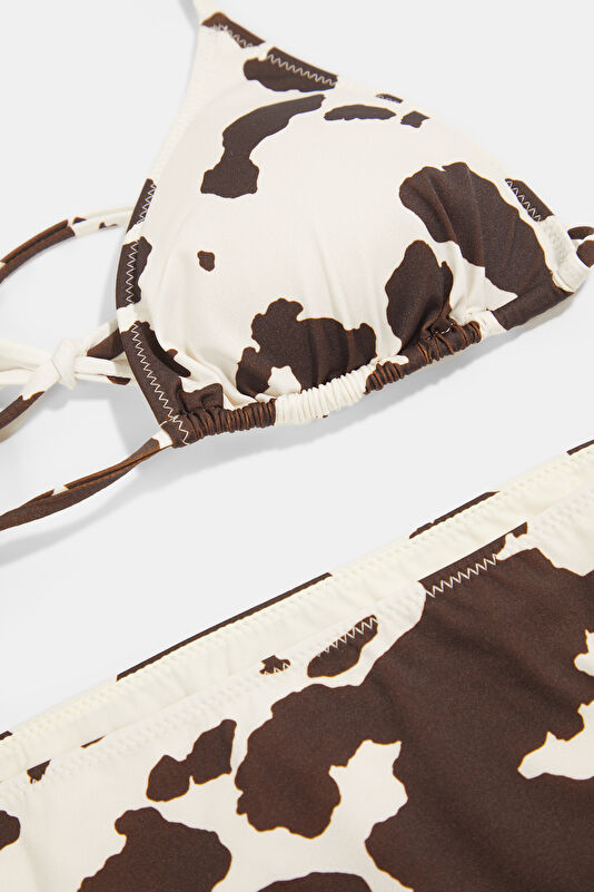 White Patterned Tie-Up Women's Bikini 4