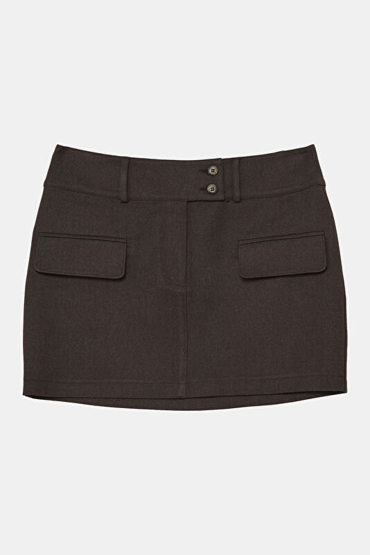Brown Cotton-Viscose Women's Skirt