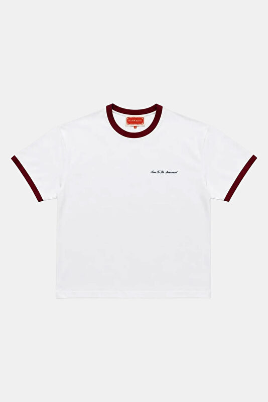 Beyaz Bisiklet Yaka Kadın T-Shirt