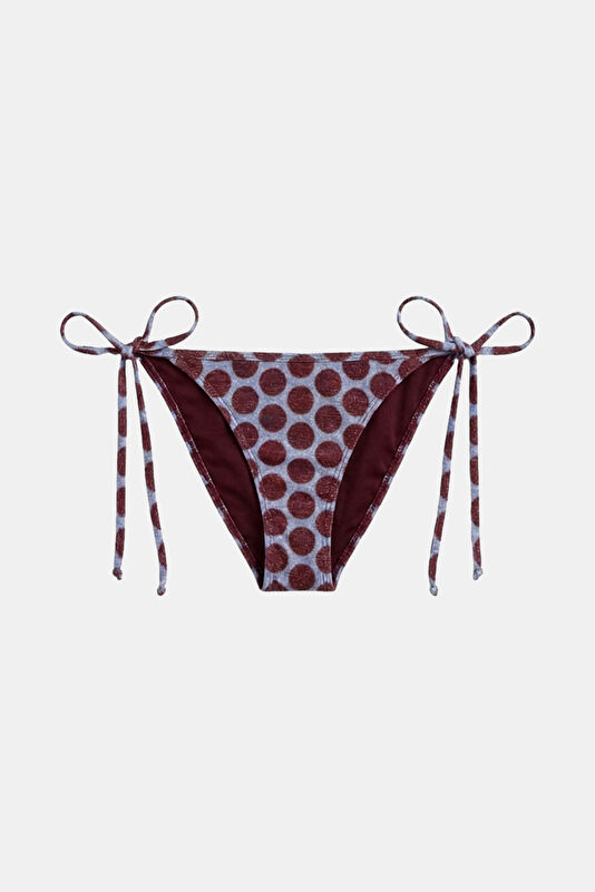Bordo Puantiye Bağcıklı Kadın Bikini 3