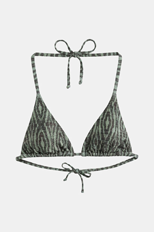 Haki Animal Figürlü Bağcıklı Kadın Bikini 2