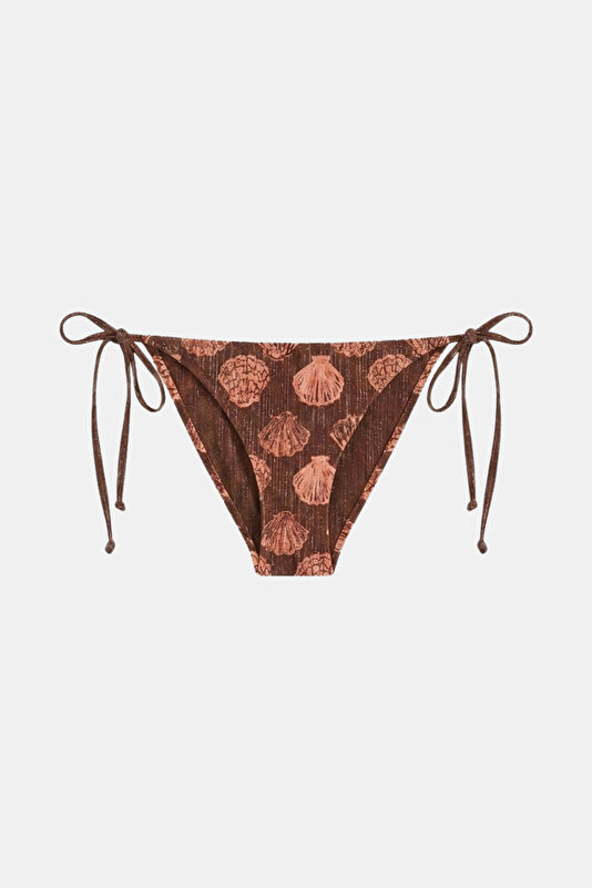 Bordo Desenli Bağcıklı Kadın Bikini 3