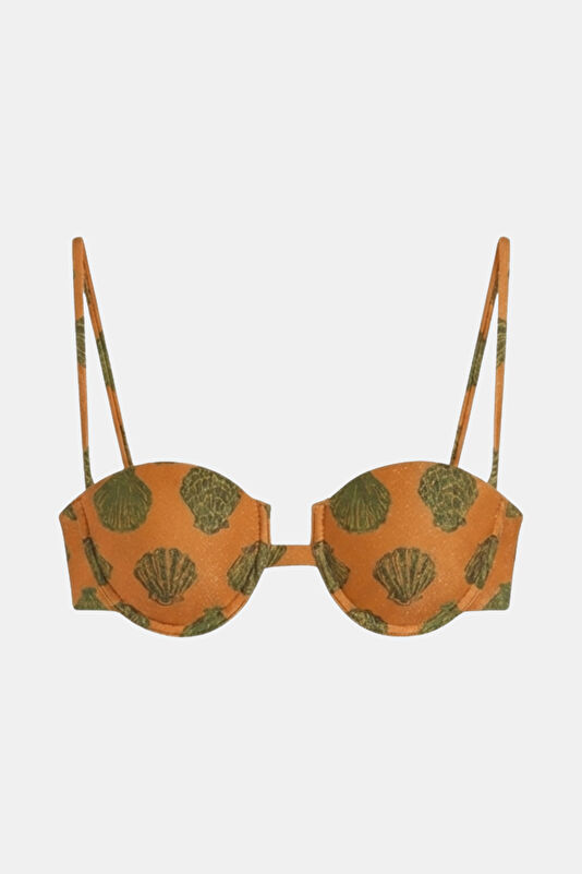 Turuncu Desenli Bağcıklı Kadın Bikini 2