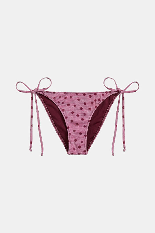 Pembe Puantiye Bağcıklı Kadın Bikini 3