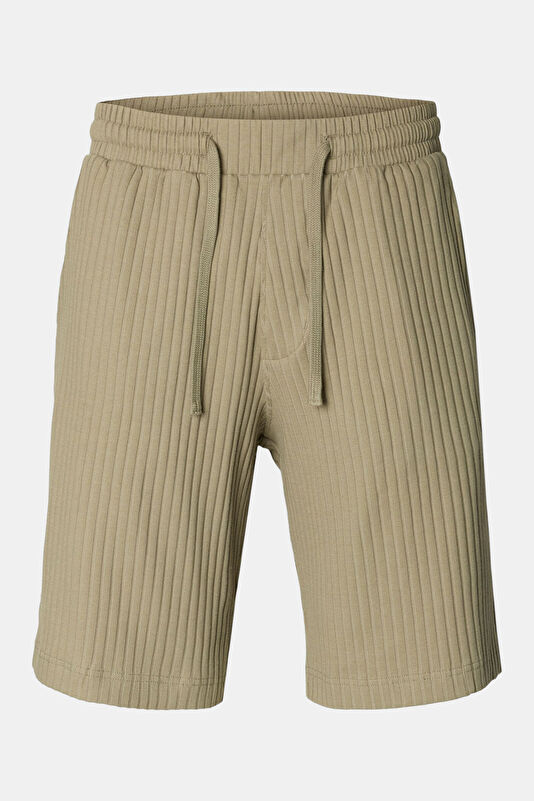 Beige Cotton Elastane Men's Shorts