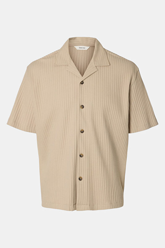 Beige Men's Shirt (Relaxed Fit)