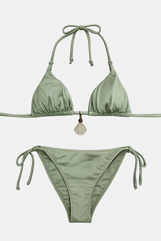 Green Lace-Up Women's Bikini