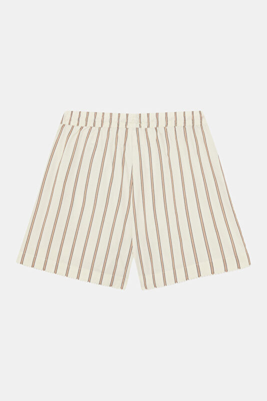 Cream Striped Patterned Women's Shorts 2