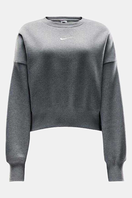 Gri Melanj Dik Yaka Kadın Sweatshirt