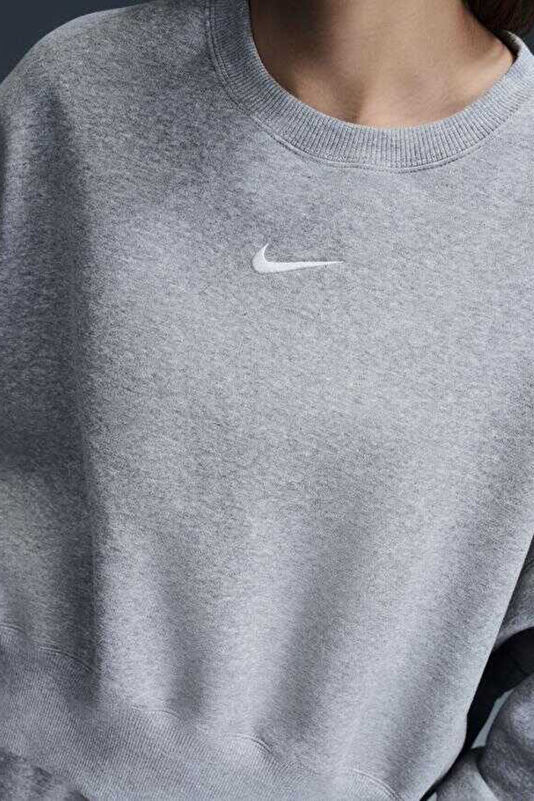 Gri Melanj Dik Yaka Kadın Sweatshirt 3
