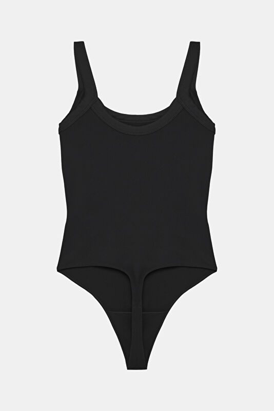 Black Boat Neck Women's Bodysuit 2