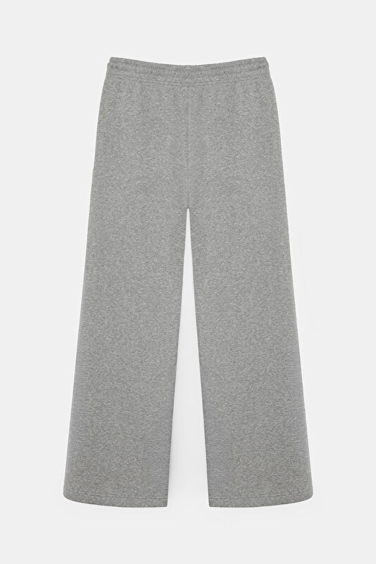 Gray Melange Wide Leg Women's Sport Pants 2
