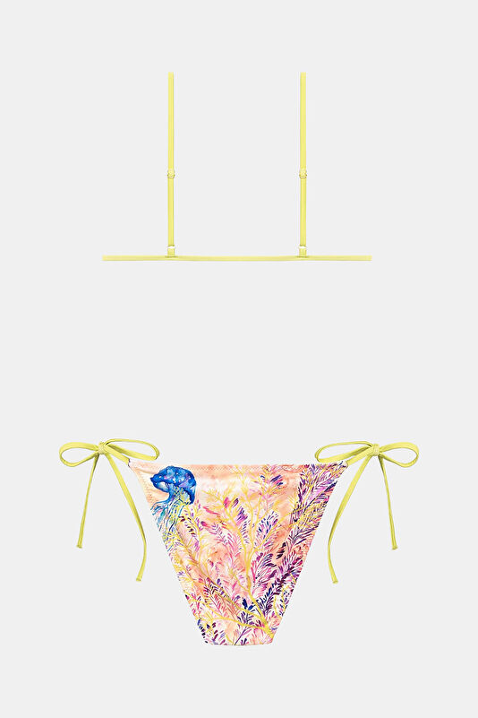 Açık Pembe Desenli Bağcıklı Kadın Bikini 2