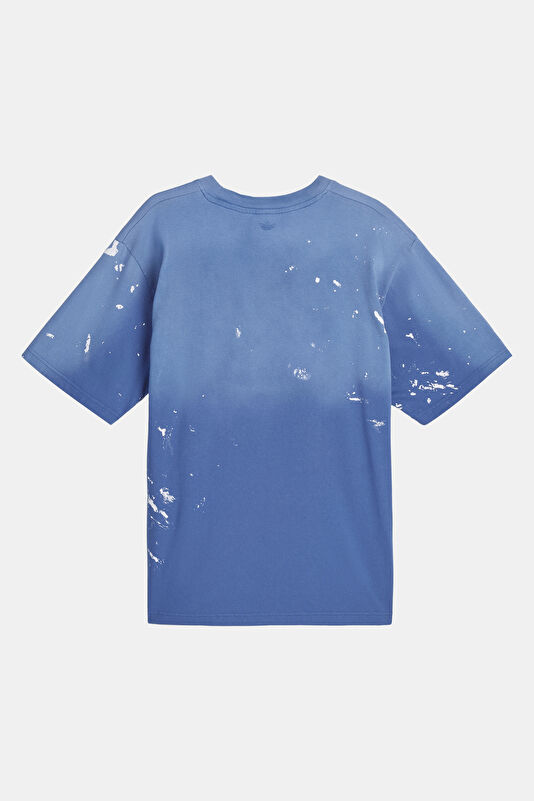 Relax Kalıp Mavi Bisiklet Yaka Baskılı Erkek T-Shirt 2