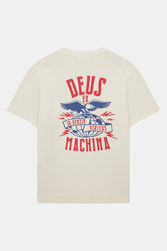 Relax Kalıp Ekru Bisiklet Yaka Baskılı Erkek T-Shirt 2