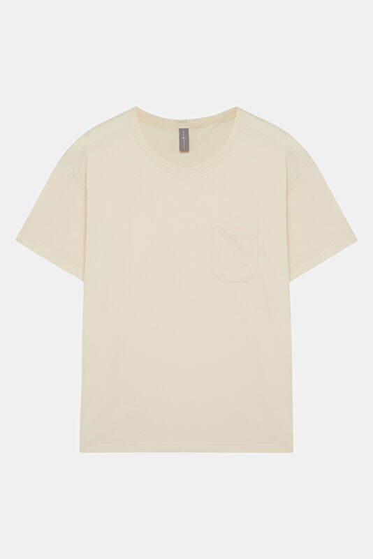 Krem O Yaka Kadın T-Shirt
