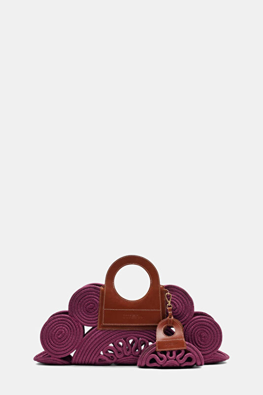 Burgundy Straw Bag