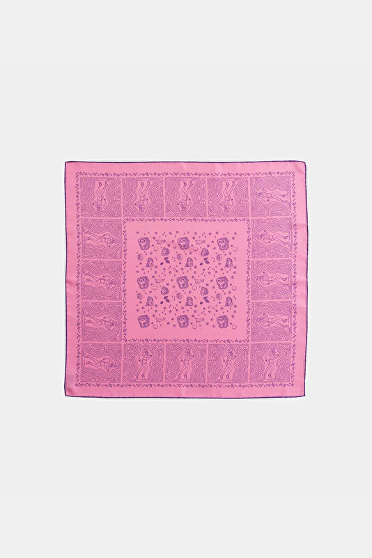 Pembe Desenli Koton Bandana