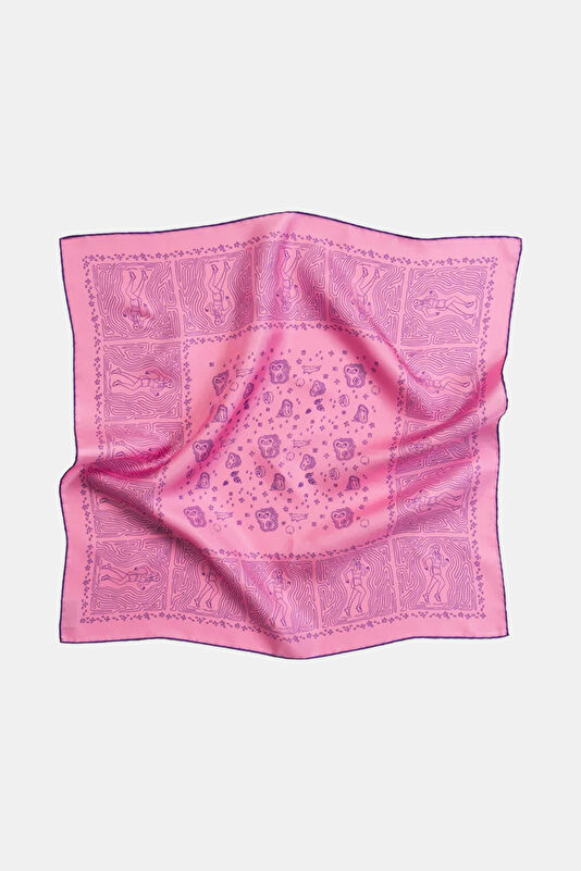 Pembe Desenli Koton Bandana 2