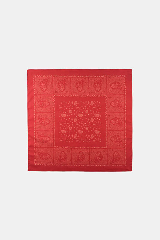 Kırmızı Desenli Koton Bandana