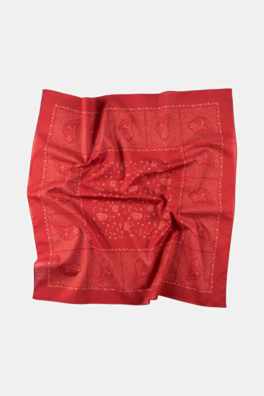 Kırmızı Desenli Koton Bandana 2