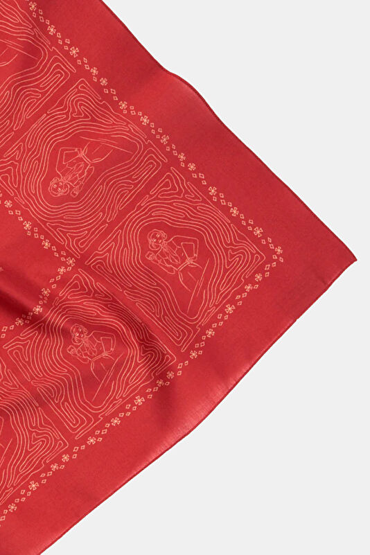 Kırmızı Desenli Koton Bandana 3
