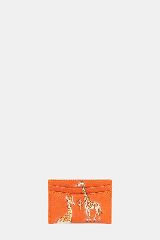 Lydia Safari Orange Hand Painted Card Holder