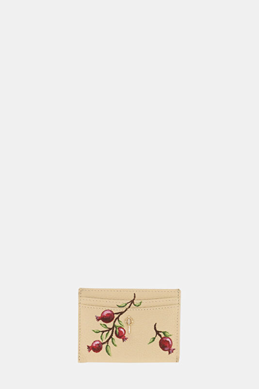Lydia Hand Painted Beige Pink Card Holder