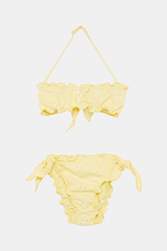 Yellow Patterned Children's Bikini