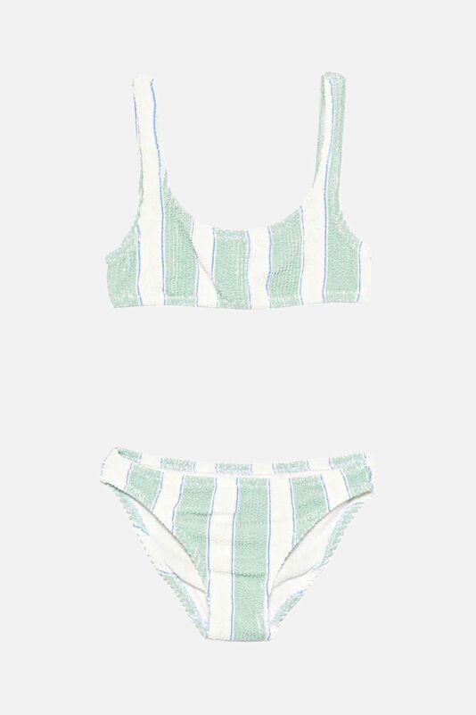 Green Patterned Kids Bikini