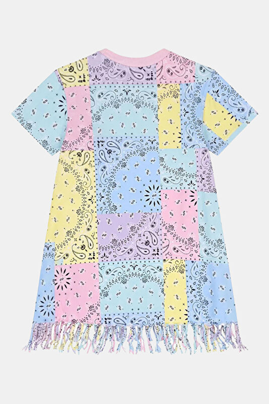 Blue Patterned Mini Kids Dress 2