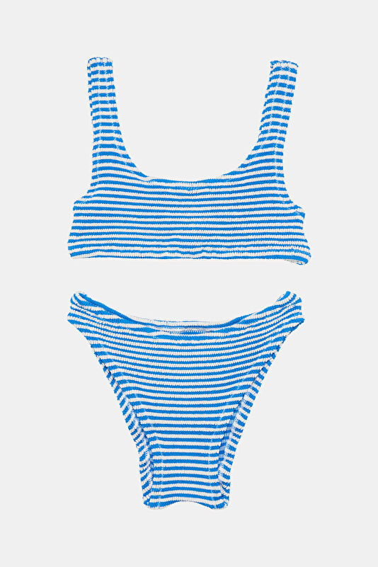 Saks Desenli Çocuk Bikini