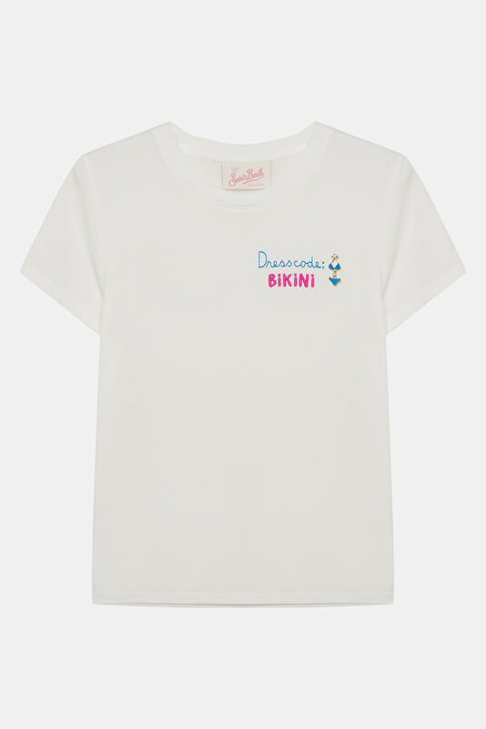 Beyaz Bisiklet Yaka Çocuk T-Shirt