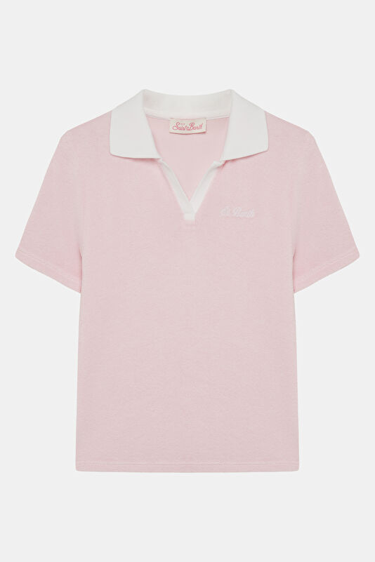 Pembe Desenli Kısa Kollu Çocuk Bluz