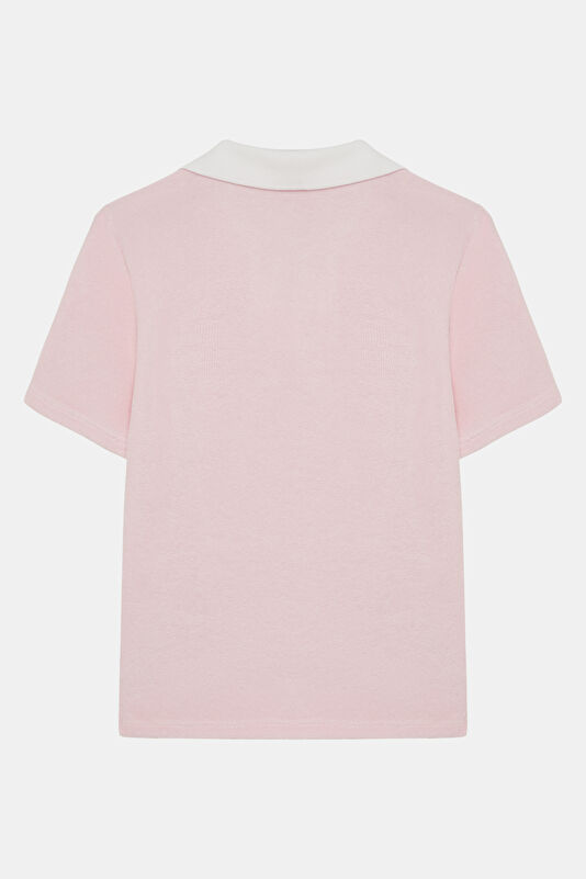 Pembe Desenli Kısa Kollu Çocuk Bluz 2