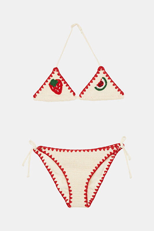 Kırmızı Desenli Çocuk Bikini
