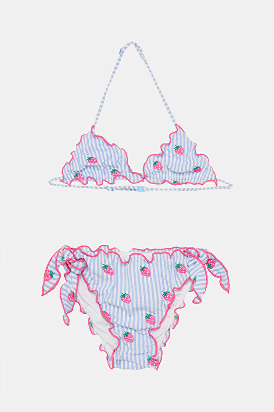 Lacivert Desenli Çocuk Bikini