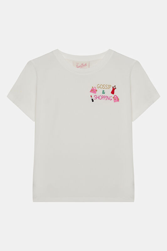 Beyaz Bisiklet Yaka Çocuk T-Shirt