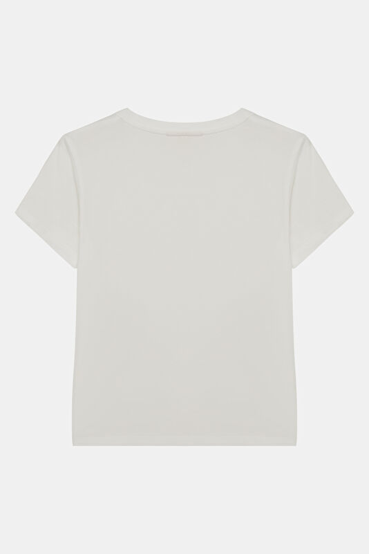 Beyaz Bisiklet Yaka Çocuk T-Shirt 2
