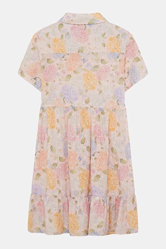 Light Pink Patterned Kids Dress 2