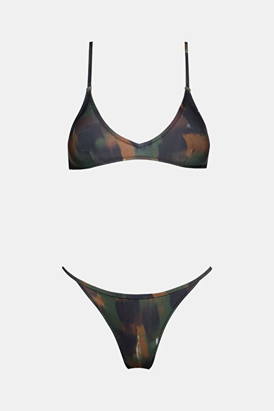Kahve Desenli Kadın Bikini