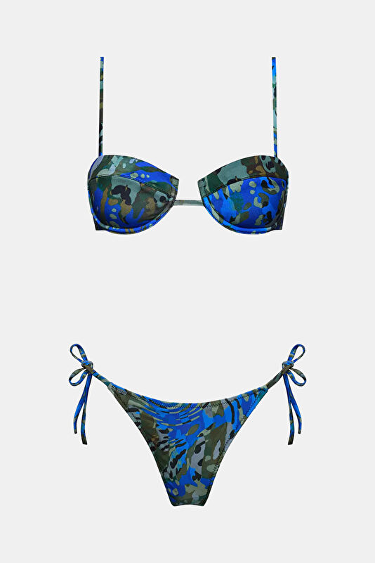 Mavi Desenli Kadın Bikini