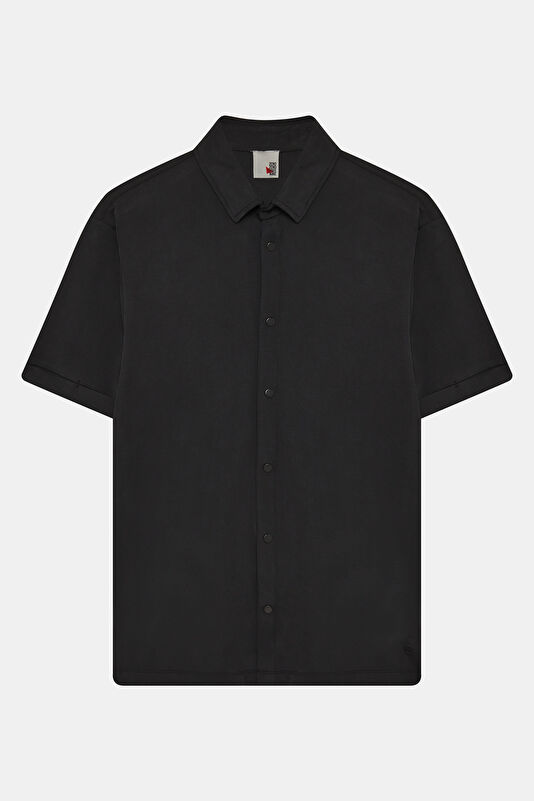 Relax Kalıp Siyah Erkek Gömlek